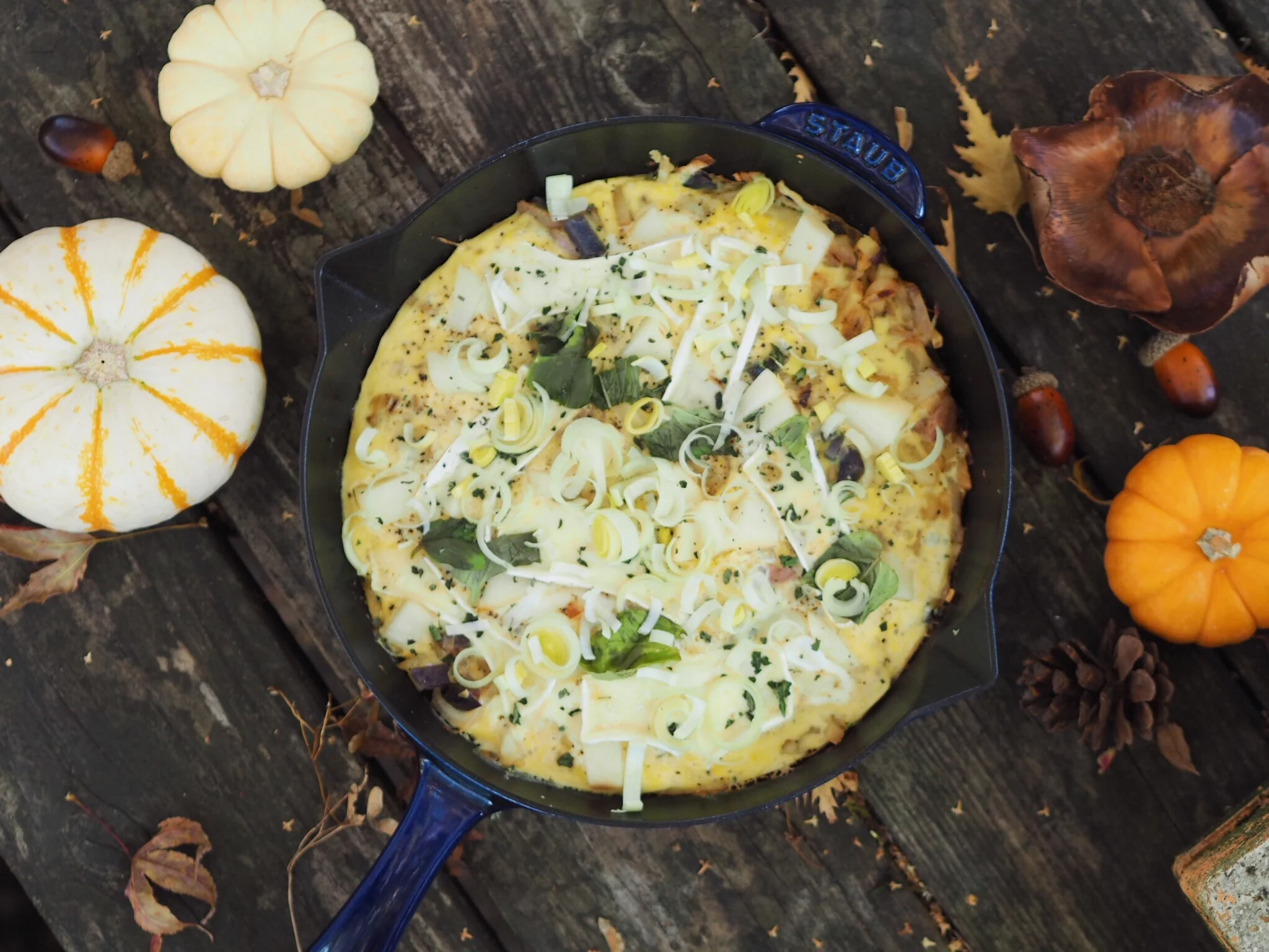 pear, brie, frittata