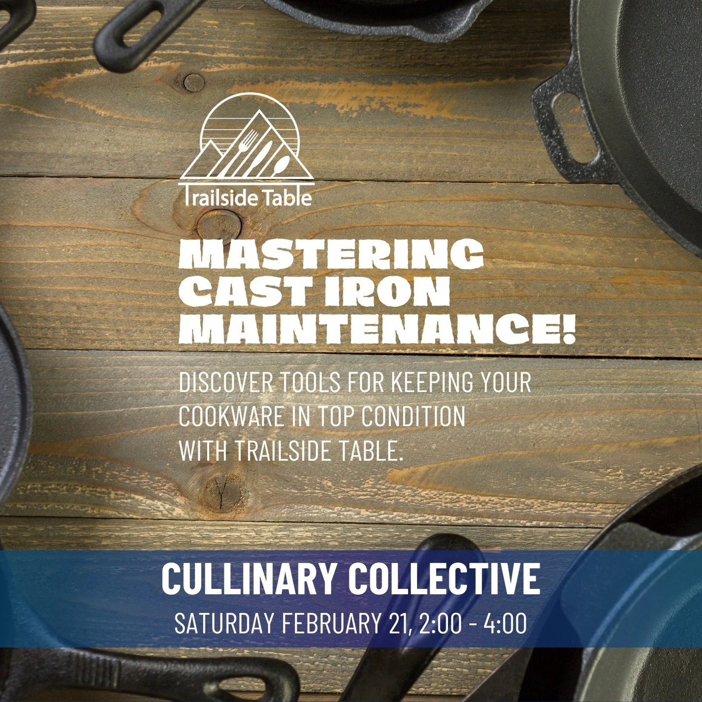 Cast iron looking a little&hellip; tired?
Let&rsquo;s fix that.

I&rsquo;ll be at Culinary Collective (@the_culinarycollective) on Saturday, February 21 from 2&ndash;4 PM walking through simple, no-fuss ways to keep your cast iron in top condition. W