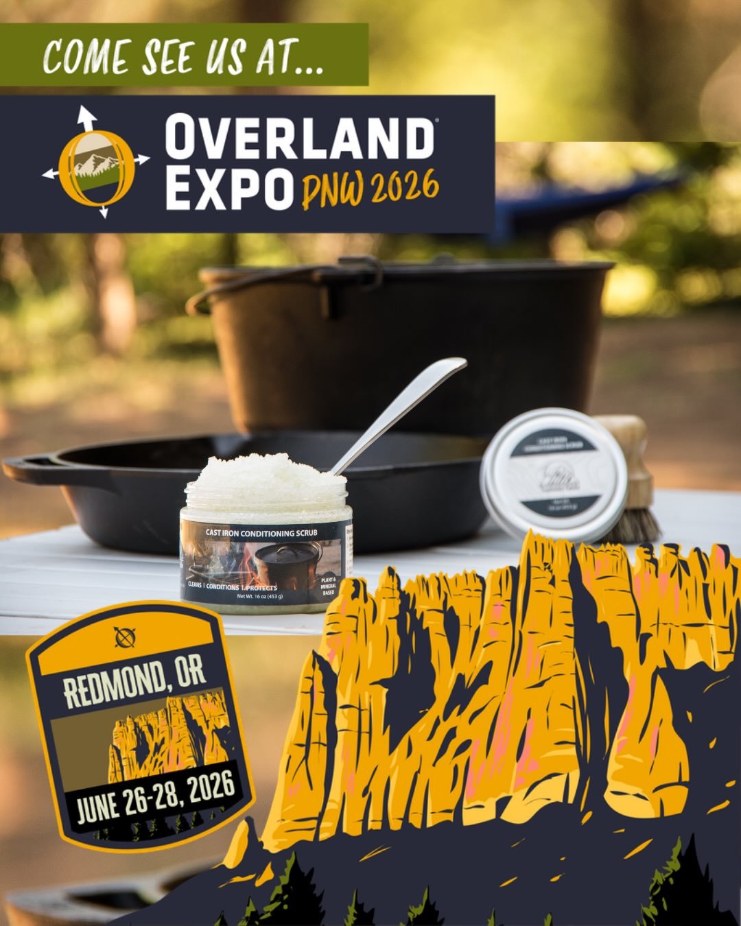🚙 Heading to Overland Expo PNW?

We&rsquo;ll be at Booth H8 all weekend with cast iron care products and practical tips for keeping your cookware in top shape whether you&rsquo;re cooking at home, at camp, or miles down a dirt road.

🎤 Catch my pre