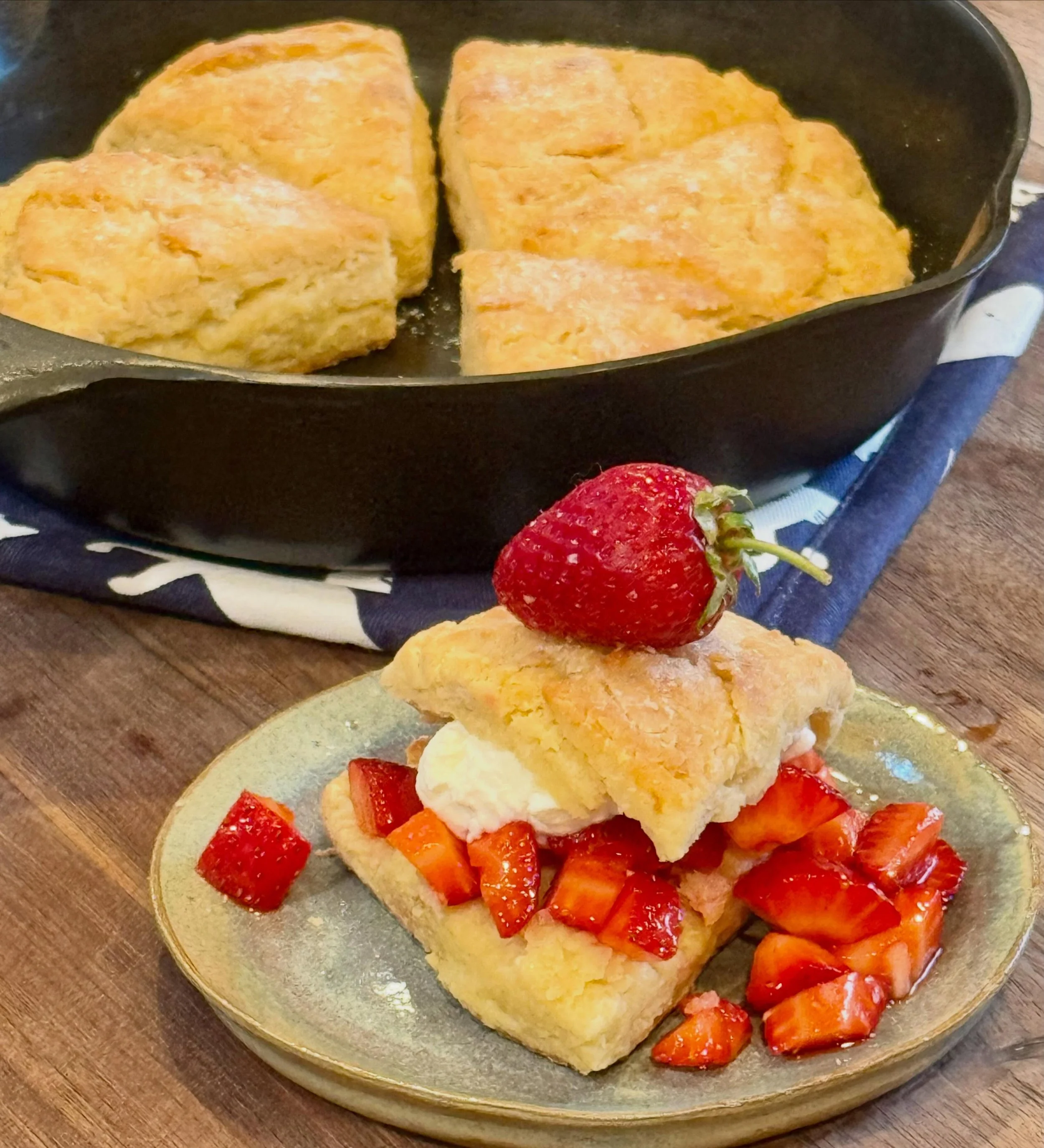 Why bake shortcake in cast iron instead of a baking pan? Because cast iron gives you the best part: the edges.

The skillet&rsquo;s heat retention creates a beautifully golden crust around the outside while keeping the inside tender. It&rsquo;s the p