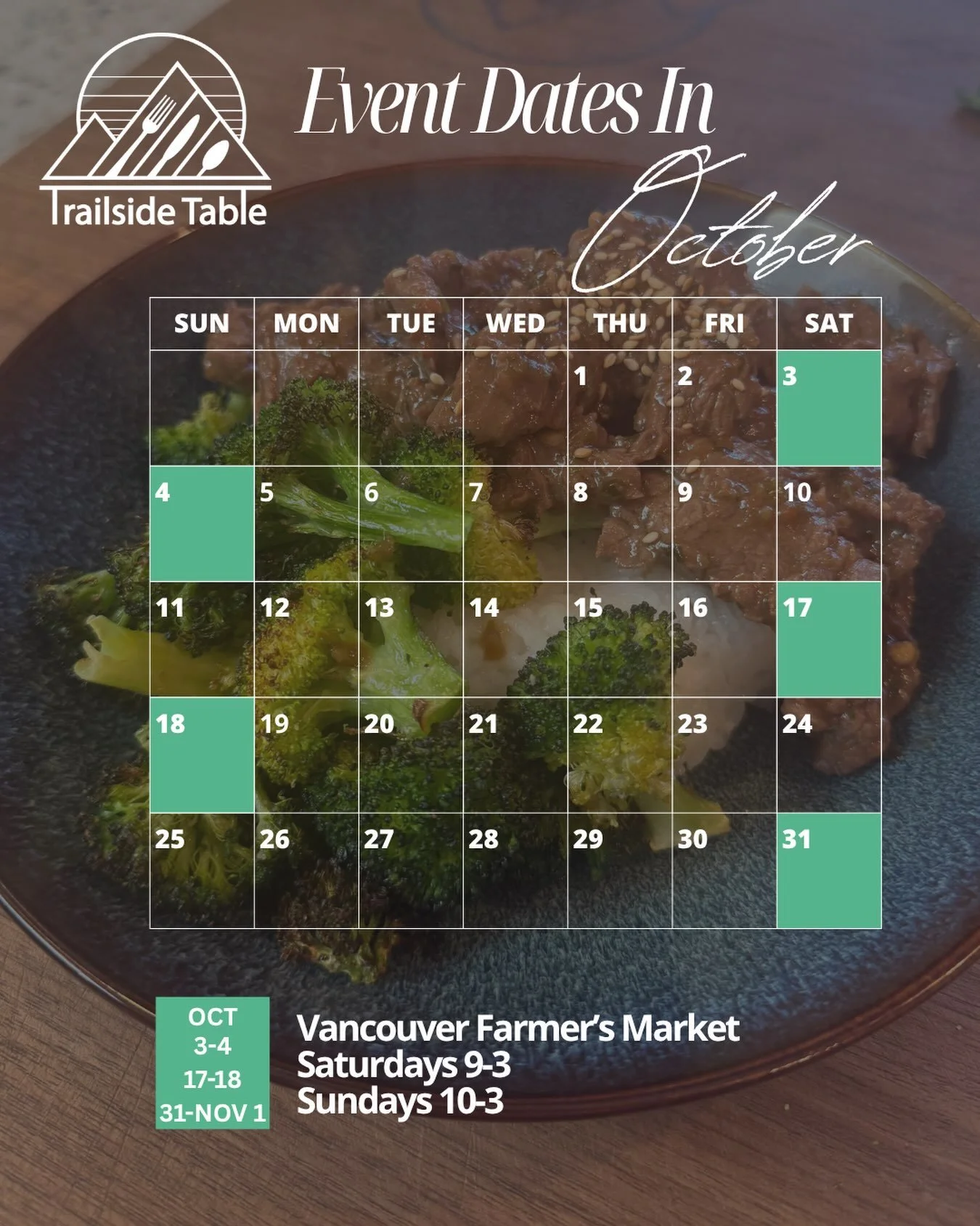 October market dates are here! 🍂

I&rsquo;ll be back at the Vancouver Farmers Market for three weekends this month:

📍 Oct 3&ndash;4
📍 Oct 17&ndash;18
📍 Oct 31&ndash;Nov 1

Saturdays 9&ndash;3 | Sundays 10&ndash;3

And about that broccoli beef in
