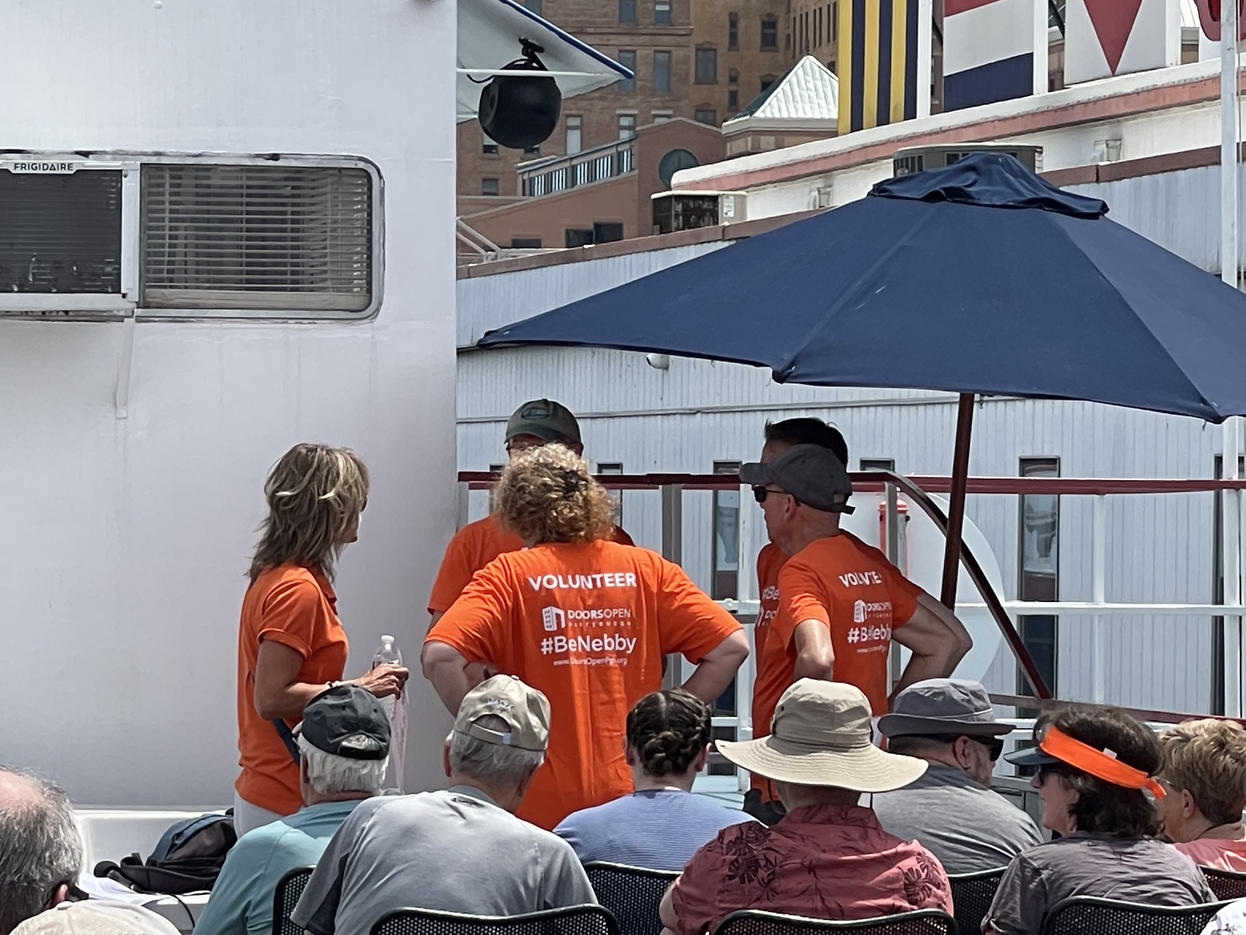  Volunteers gather at boat tour. 