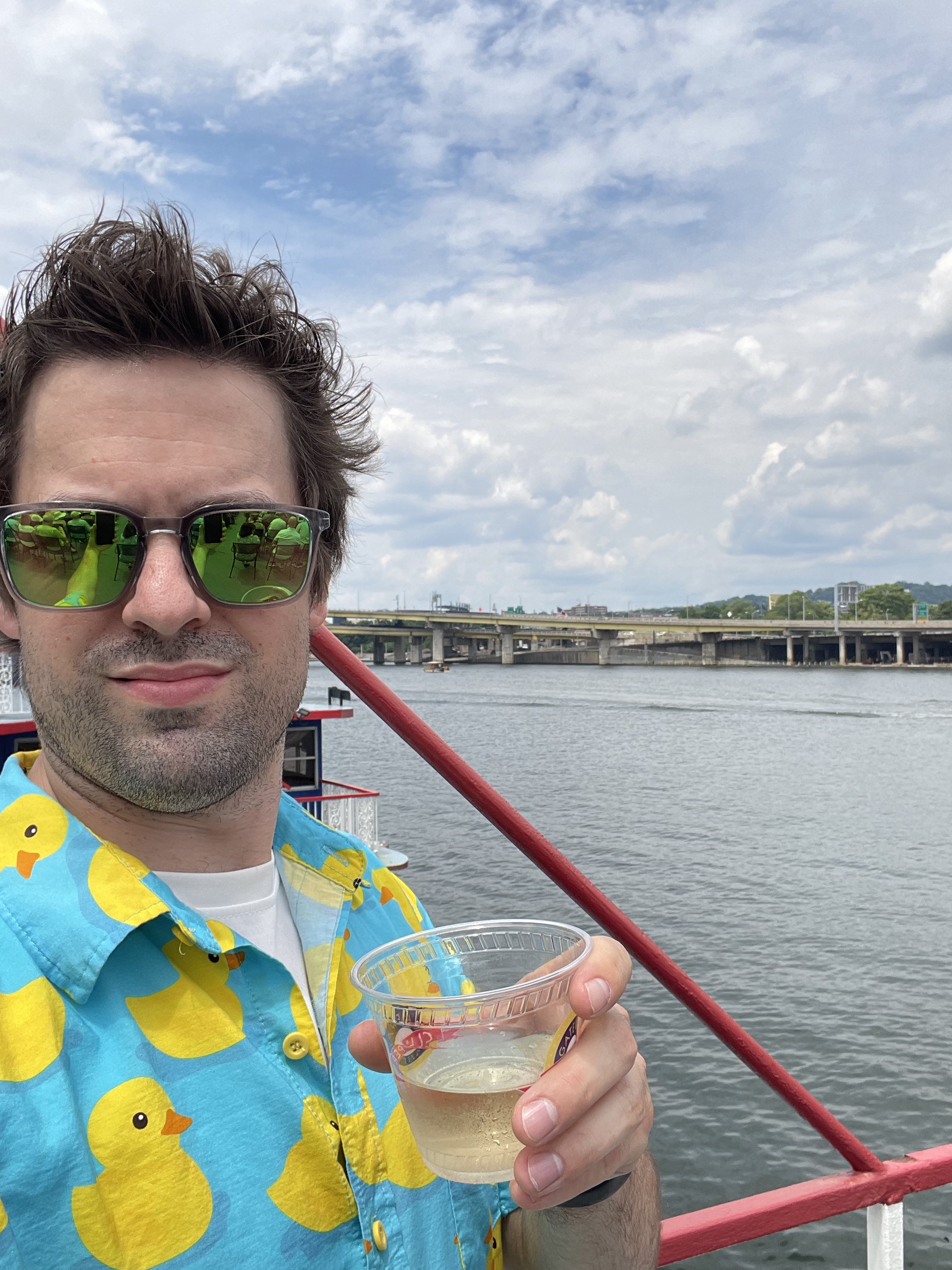  Brian enjoys a Pinot Grigio at boat tour. 