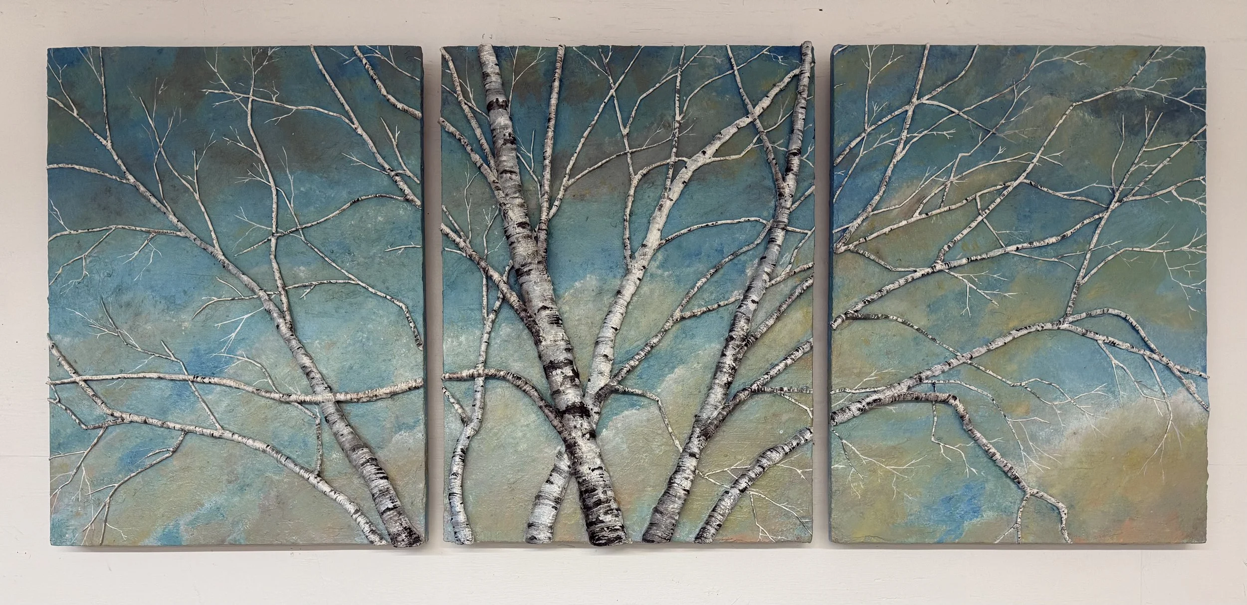 Winter Birches.     56” wide, 24” high