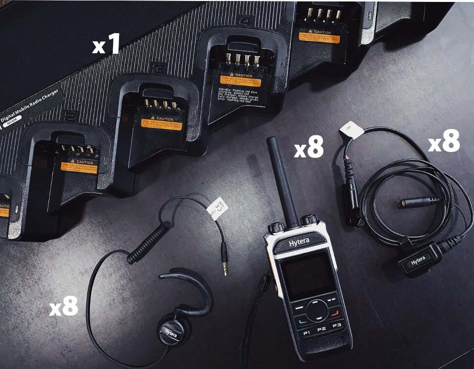 Hytera 8 x Two-Way Radio Kit w/ Ear Piece & Shoulder Mic Hire