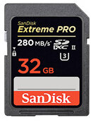 Sandisk Extreme Pro 32gb 280MB/s SD Card Hire