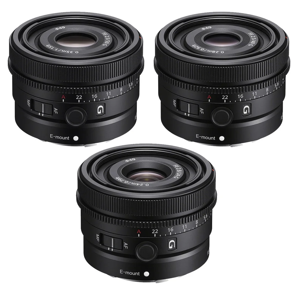 Sony FE Full-Frame Prime Lens Kit (3x Lenses) Hire THE FRONT - Main Image