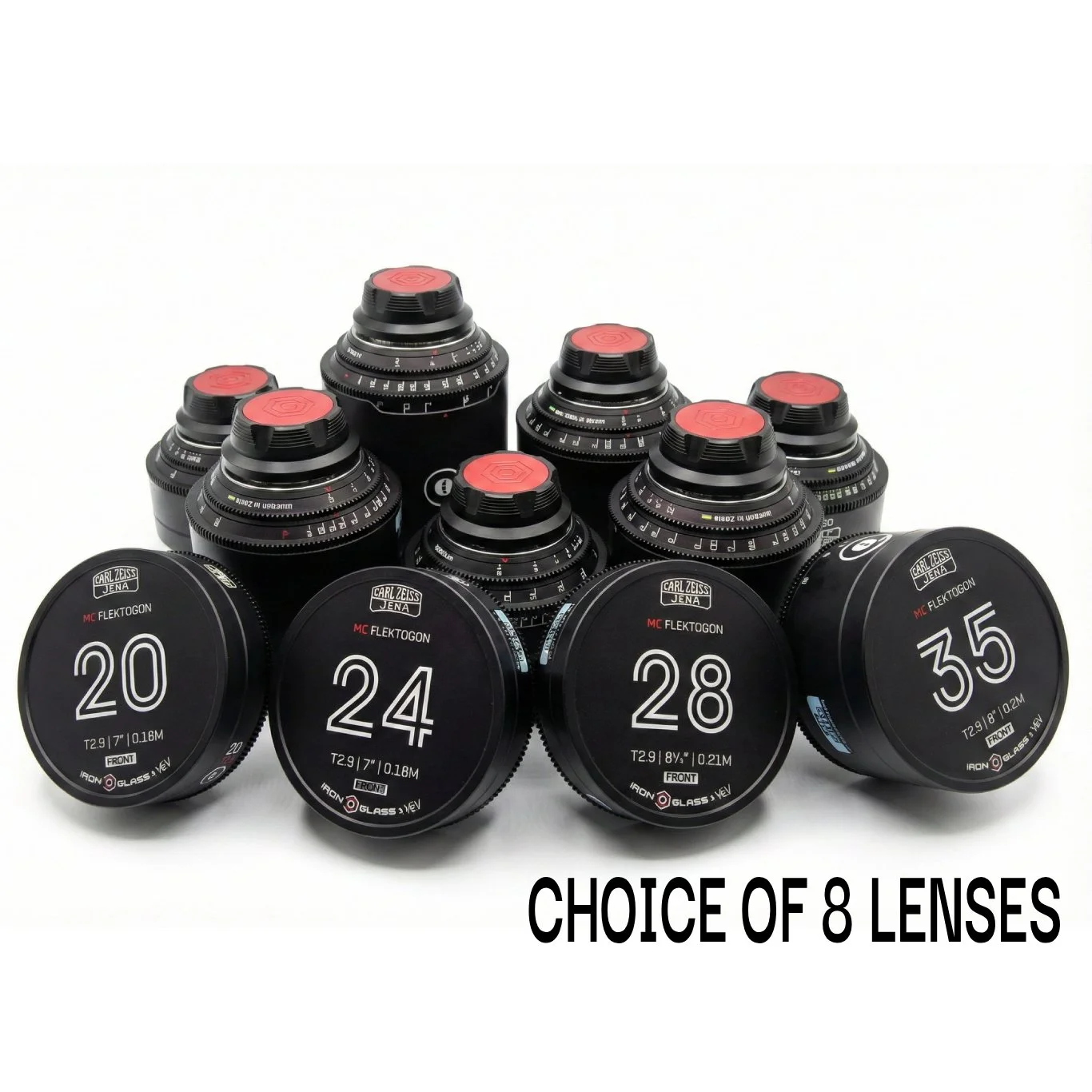 Carl Zeiss Jena 8 Lens Kit Rehoused by Iron Glass Hire