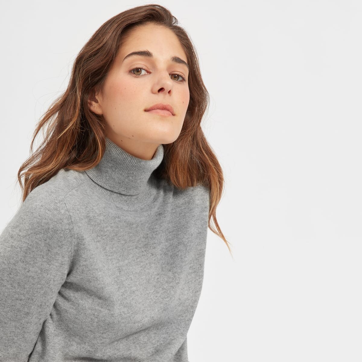 The Cashmere Turtleneck, Heather Grey Image from Everlane