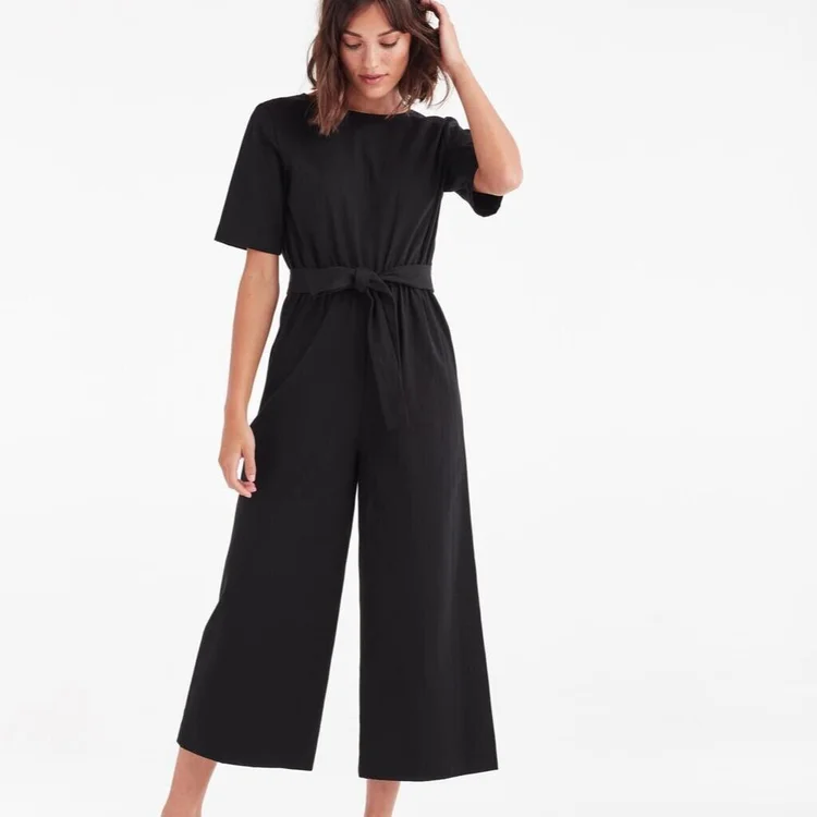 The Wrap Jumpsuit in Black Canvas Photo from  Vetta