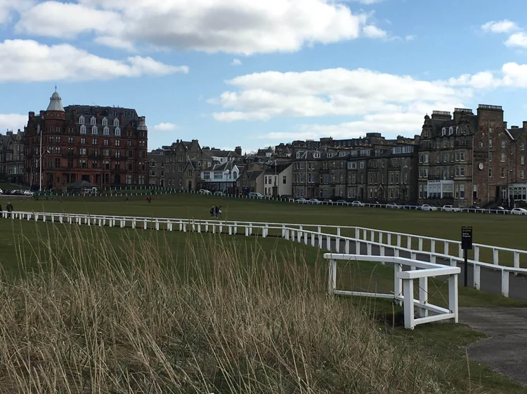 Looking at the town from the course