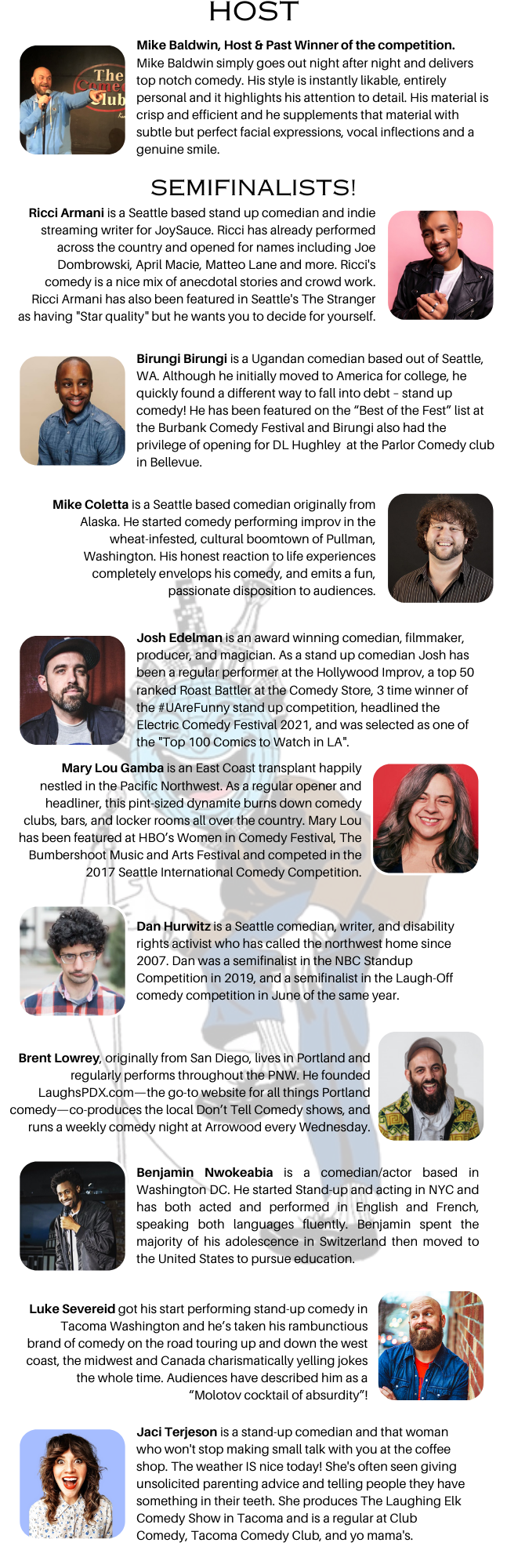 The 43rd Annual International Seattle Comedy Competition — Columbia ...