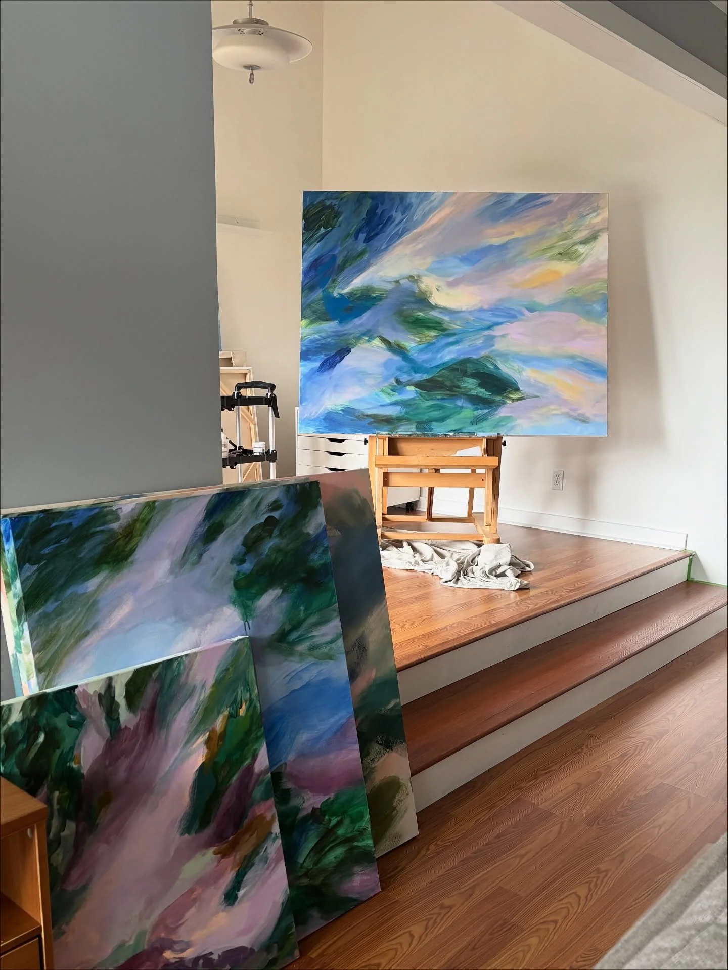 This is what gratitude looks like&mdash;four months in a new house and new city, and with so much light pouring in. ☀️
.
Two years ago, when I was making paintings inspired by sunsets, I wrote: &ldquo;Sunsets are the death of a day, and death is hard