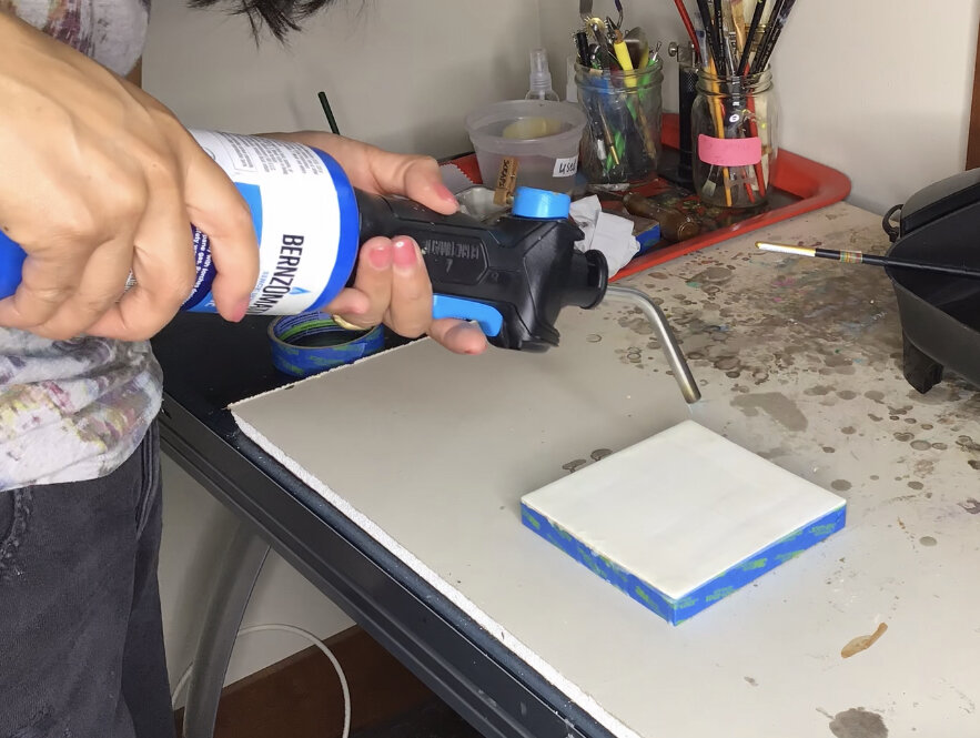 Fusing the wax with my torch