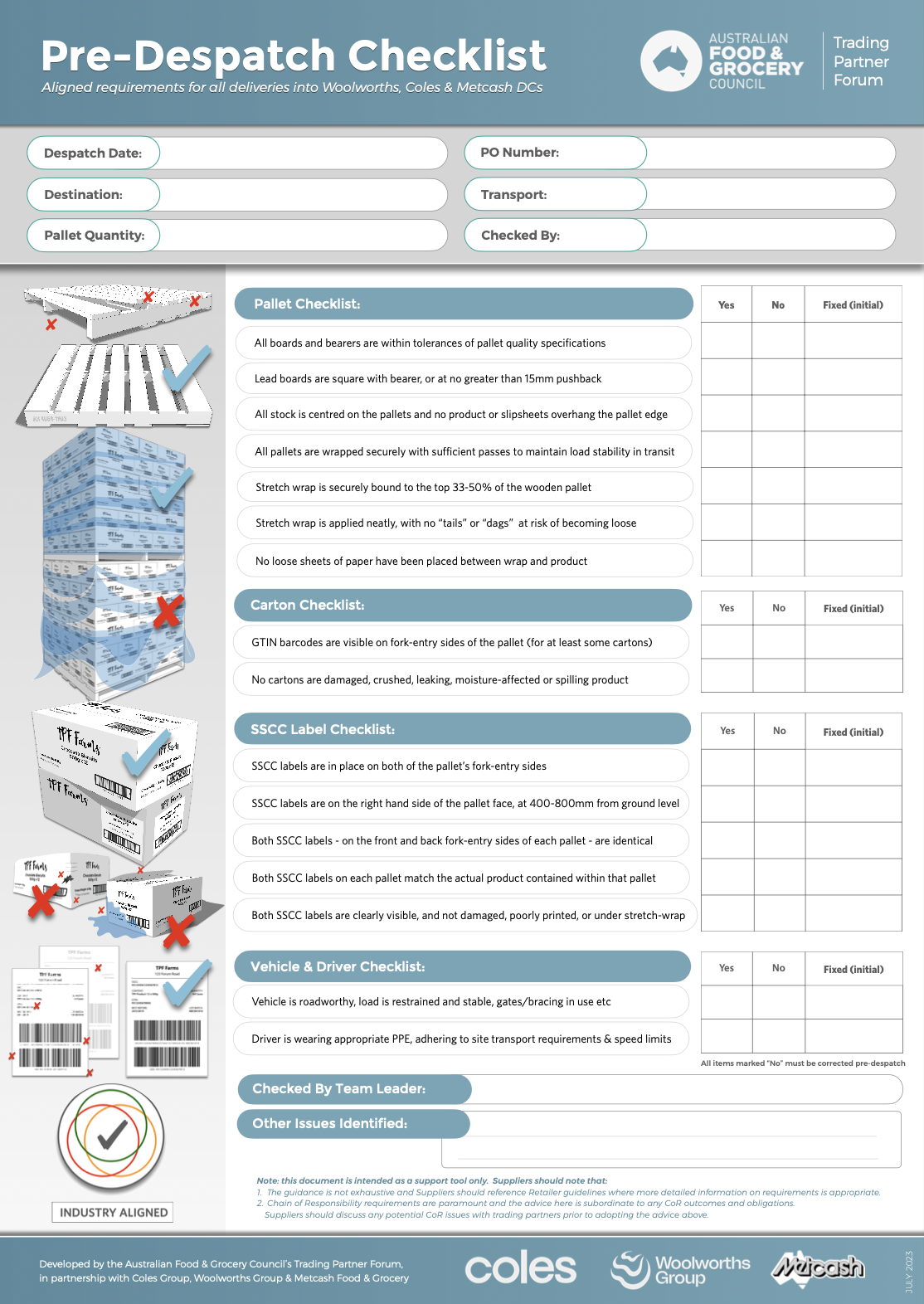 Despatch Checklist Physical Supply Chain — The Trading Partner Forum