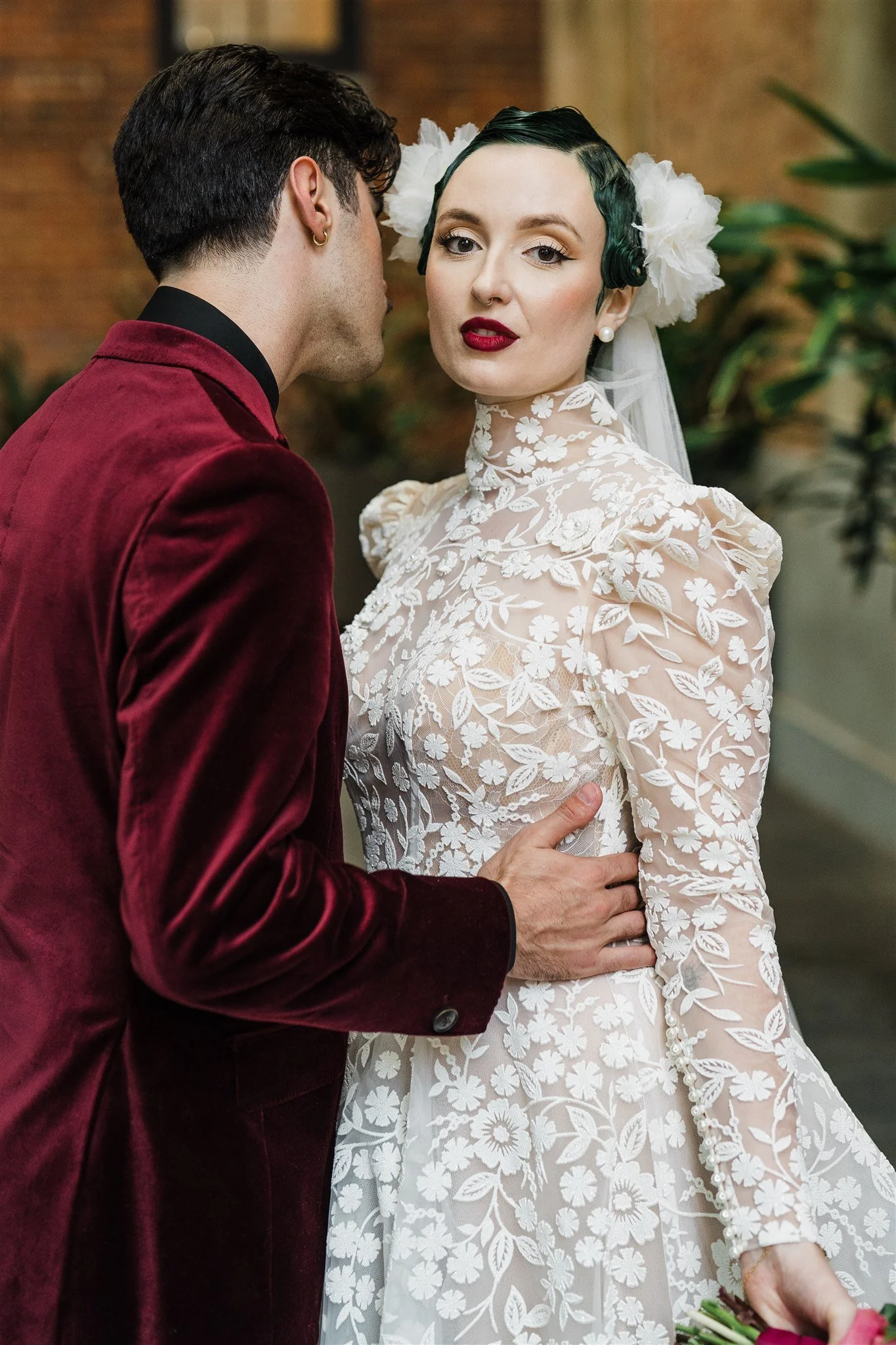 Sheridan and Gian at their vintage glam Perth wedding