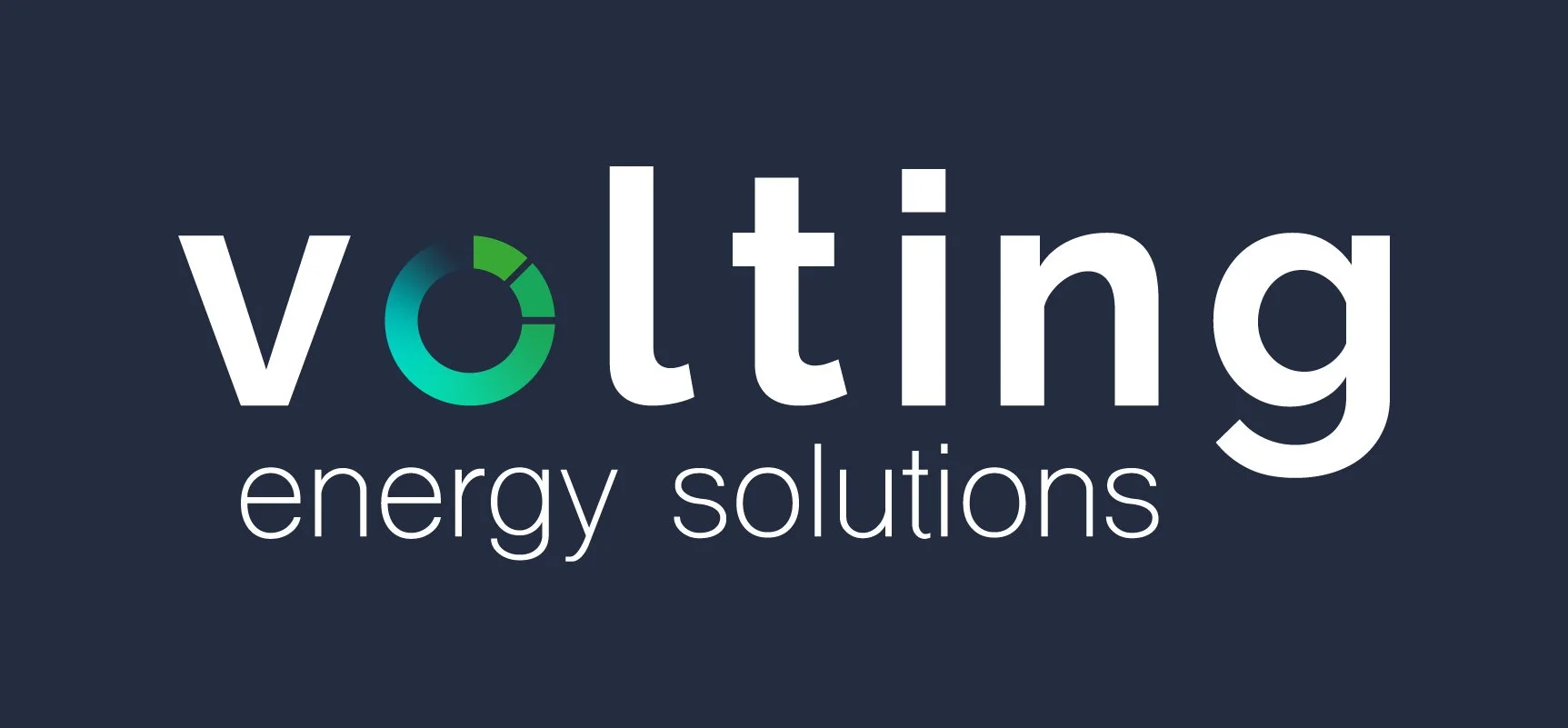 Logo van Volt Energy Solutions met de tekst 'volt' en 'energy solutions' op een donkere achtergrond