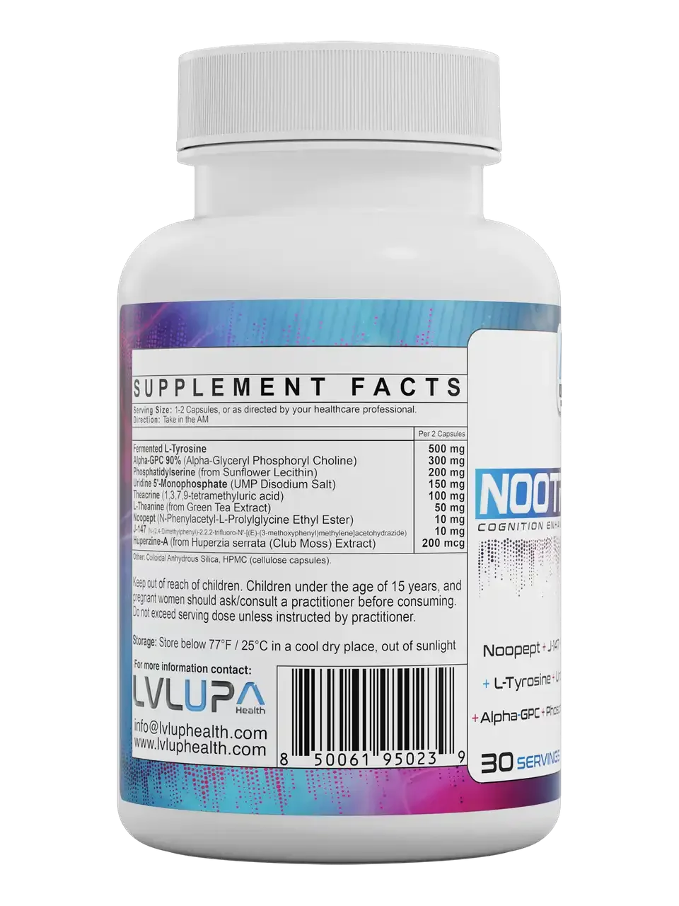 LVLUP Health Australia NootroPept Ingredients panel.webp