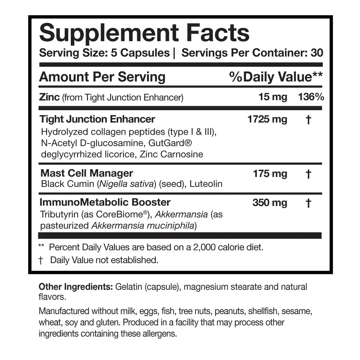 RenewGut Thrive Supplement Facts.webp