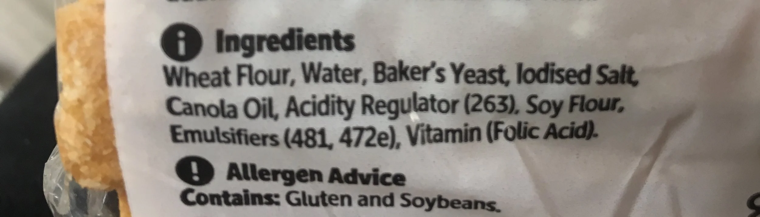 Supermarket white bread