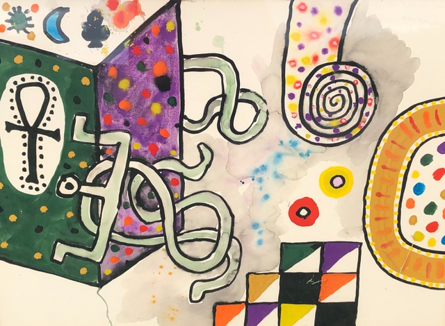 Alan Davie (1920 - 2014), Bird Through the Wall, No. 2., Ink, watercolour and gouache, 56 x 76 cm.