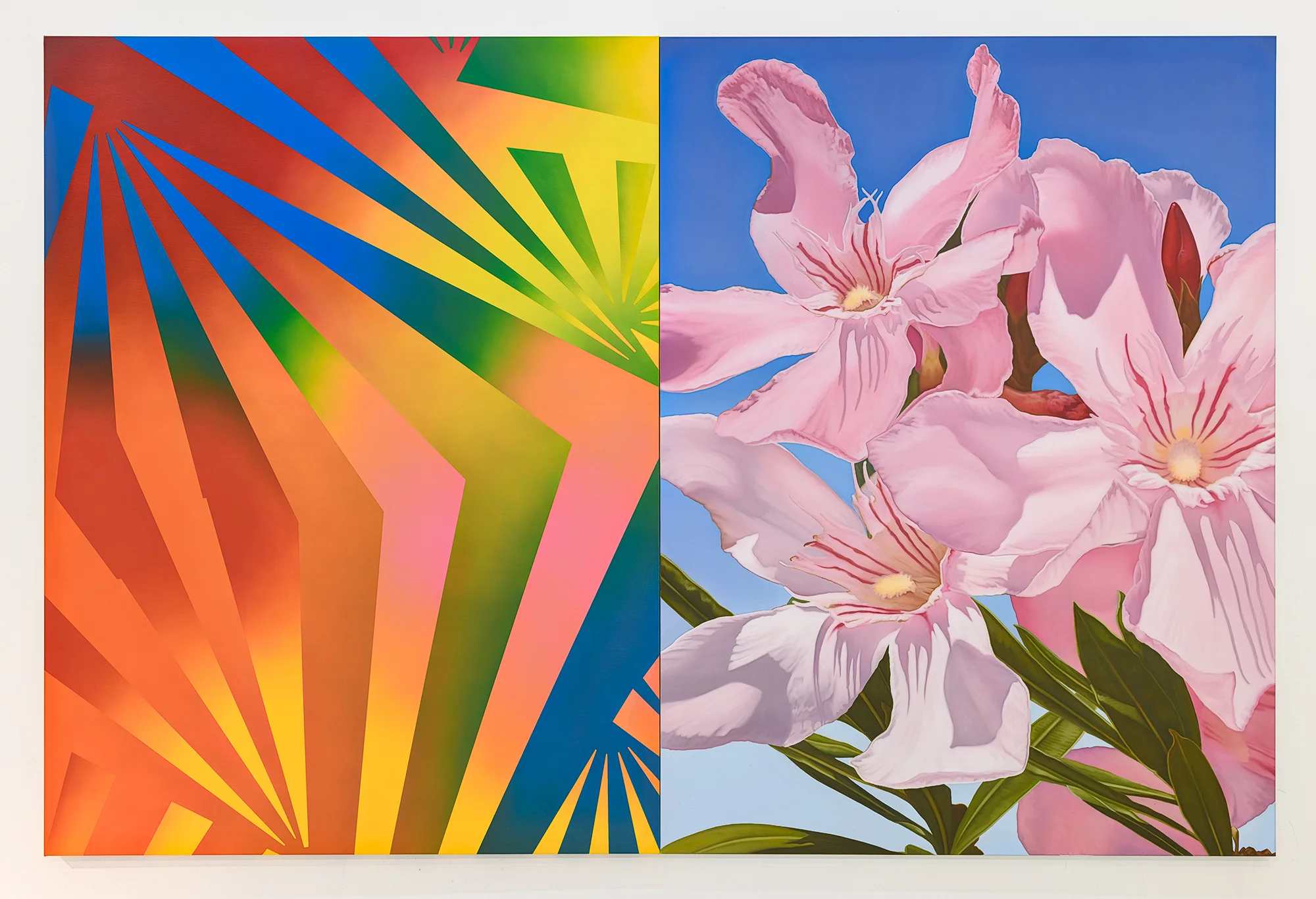 Mustafa Hulusi, (b. 1971), Cyprus Realism (Oleander 1), Oil on Canvas, 2 parts, each part 204 x 153 cm.