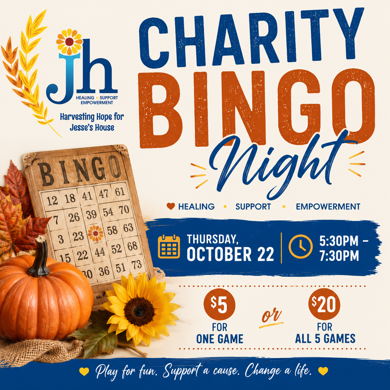 Charity Bingo Night | Harvesting Hope for Jesse's House
