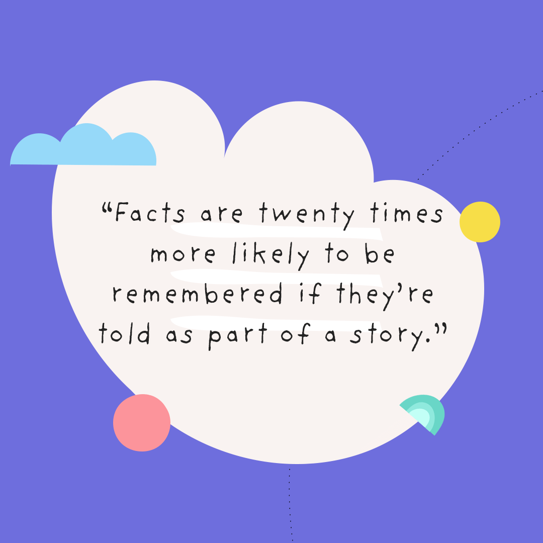 Quote about the effectiveness of storytelling: facts are twenty times more likely to be remembered if they are told as part of a story"