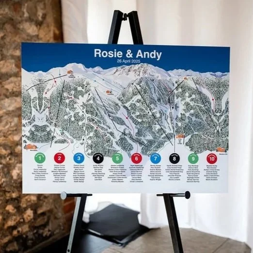 Ski inspired wedding stationery