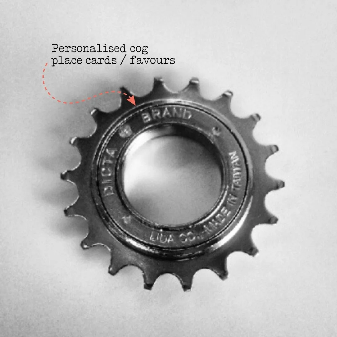 Personalised engraved cogs as place cards