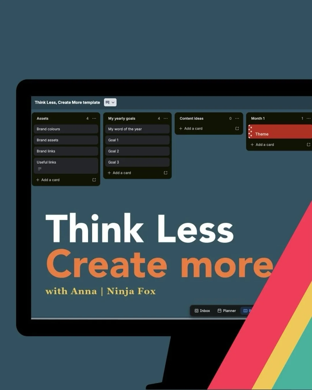 We are go!

So let me tell you exactly what you get for your &pound;29.

A Trello board &ndash; built by you, guided by me, during the session &ndash; that maps out your creative business quarter by quarter.

Three months. Divided into weeks. A month