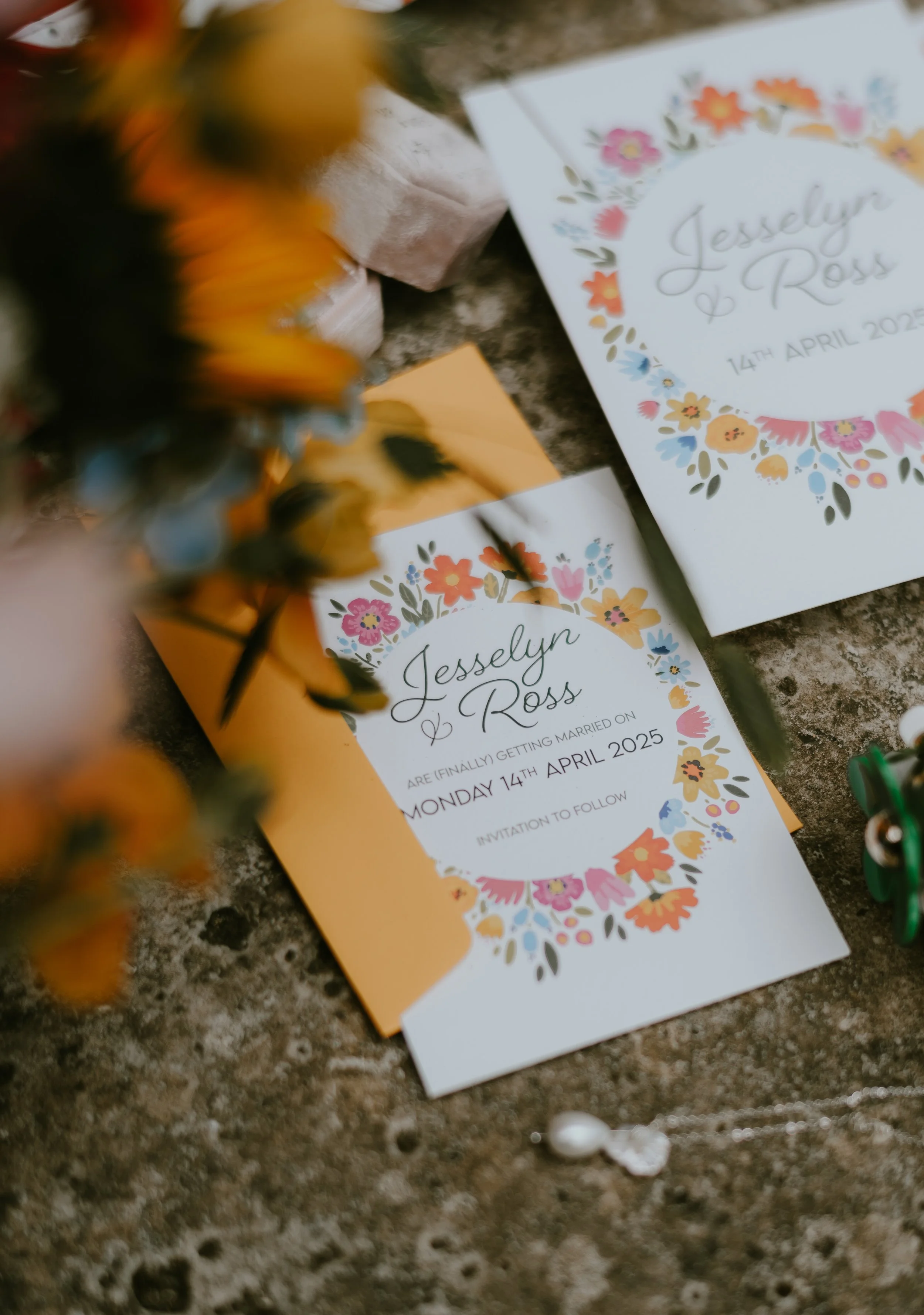 Wild flower save the date card