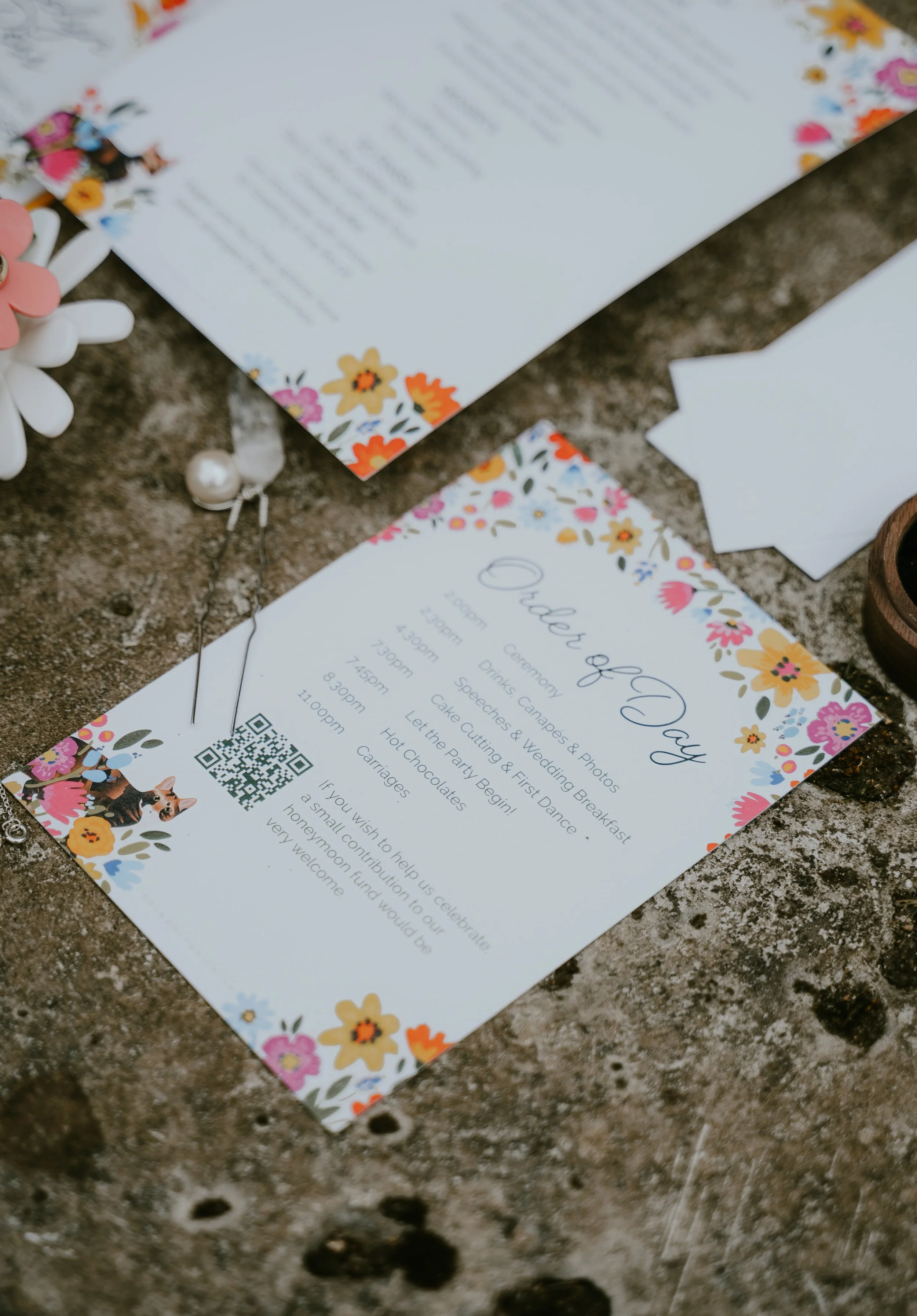 Wild Flower wedding order of service card
