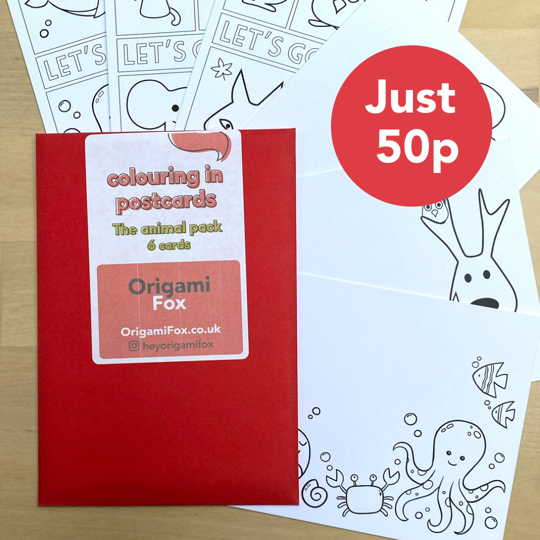 Colouring in Greeting cards – Just the animals (pack of 6)