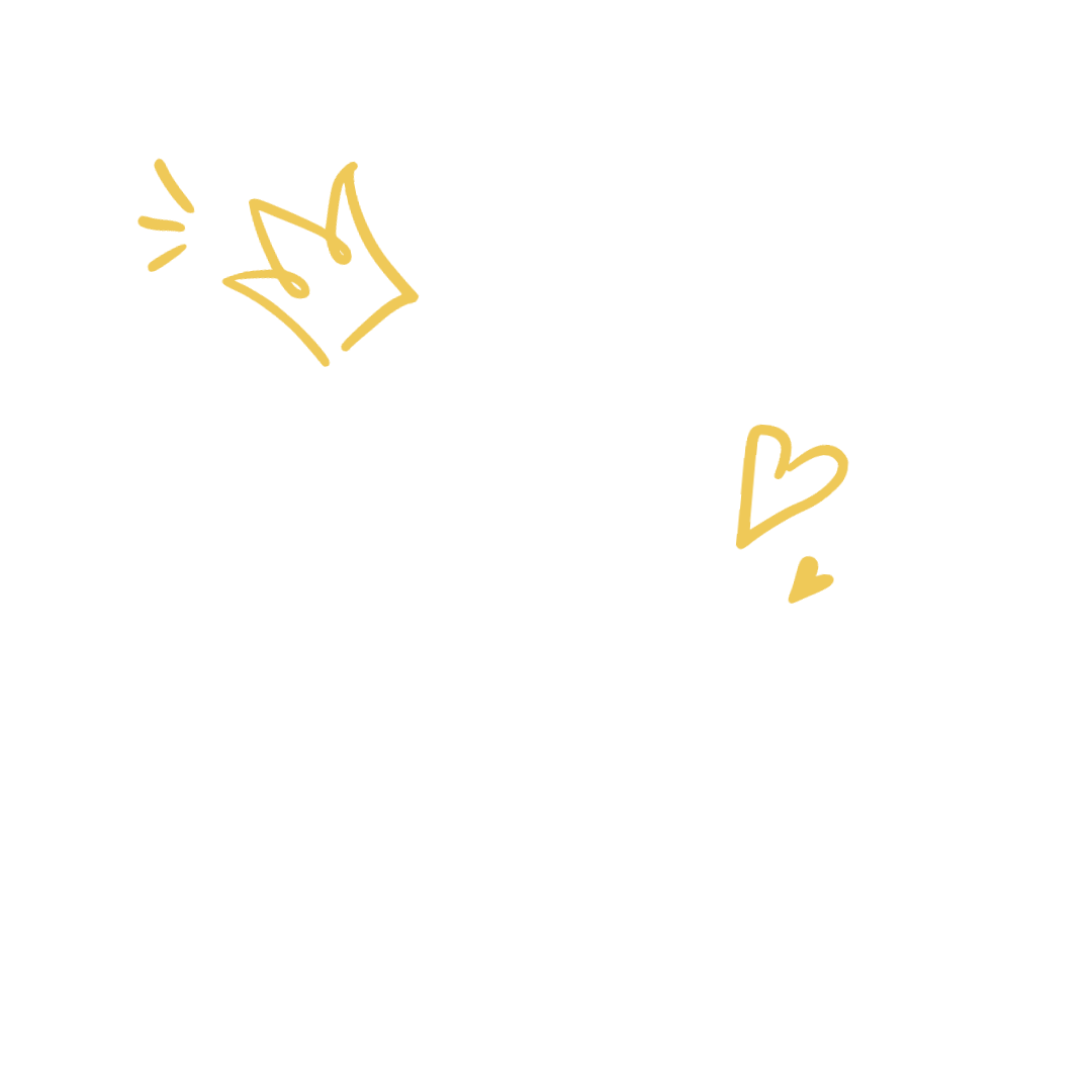 A line drawing of a laptop wearing a golden crown and surrounded by love hearts – a happy computer