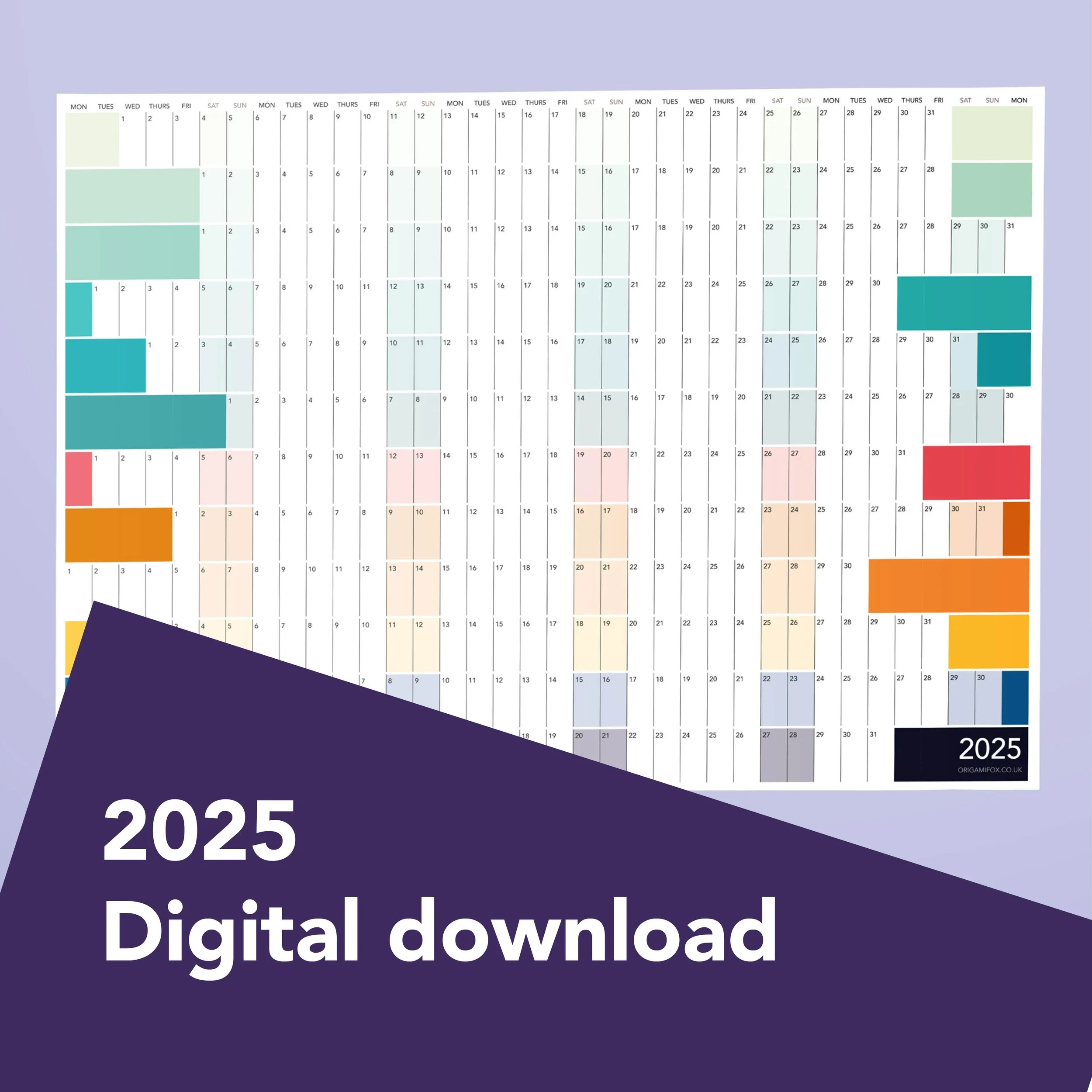 2026 printable wall planner (portrait) digital download — Origami Fox