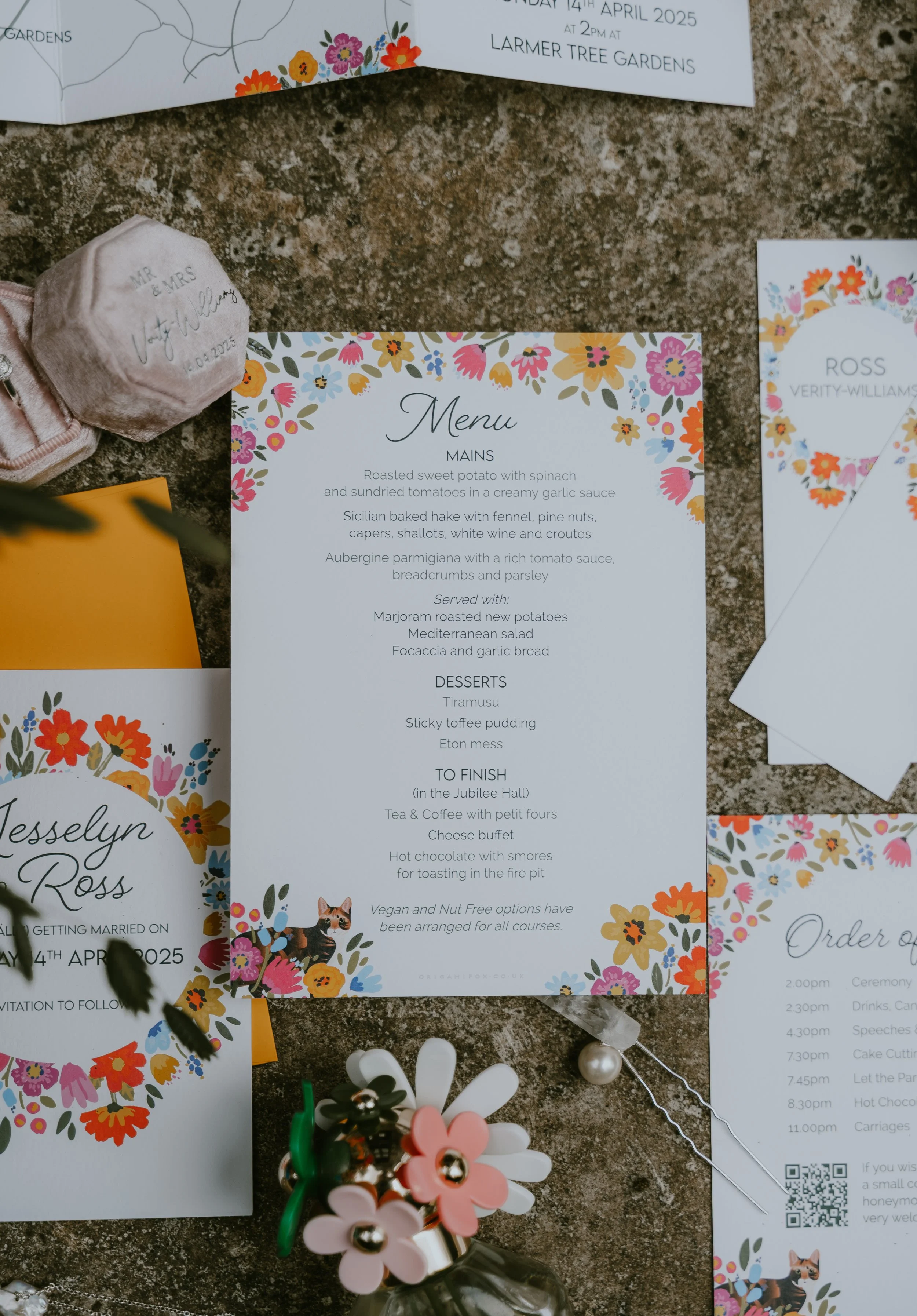 Wild Flower menu card