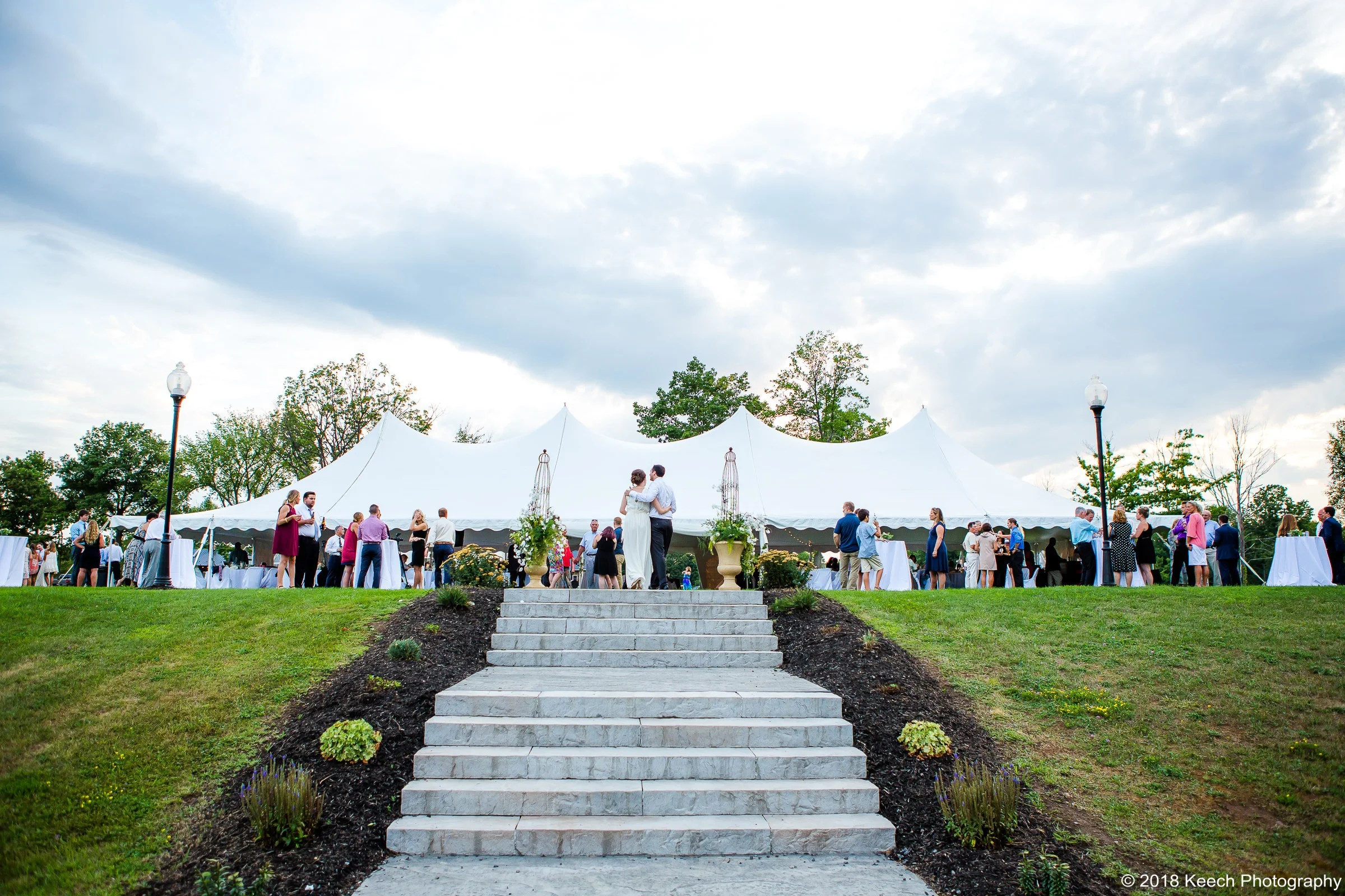 Stairs leading from our Bayfront Atrium to the lower terrace