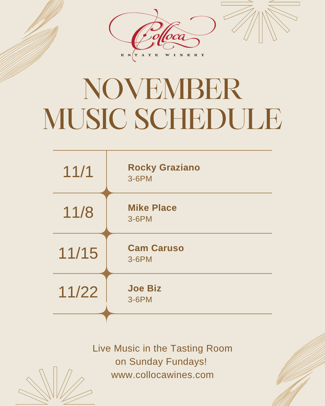 November Sunday Funday Music Line up!
