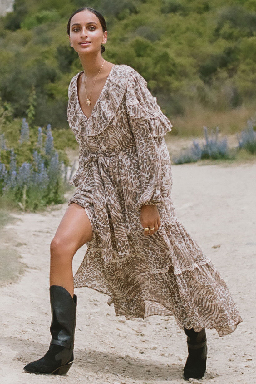 kivari stone leopard slip dress