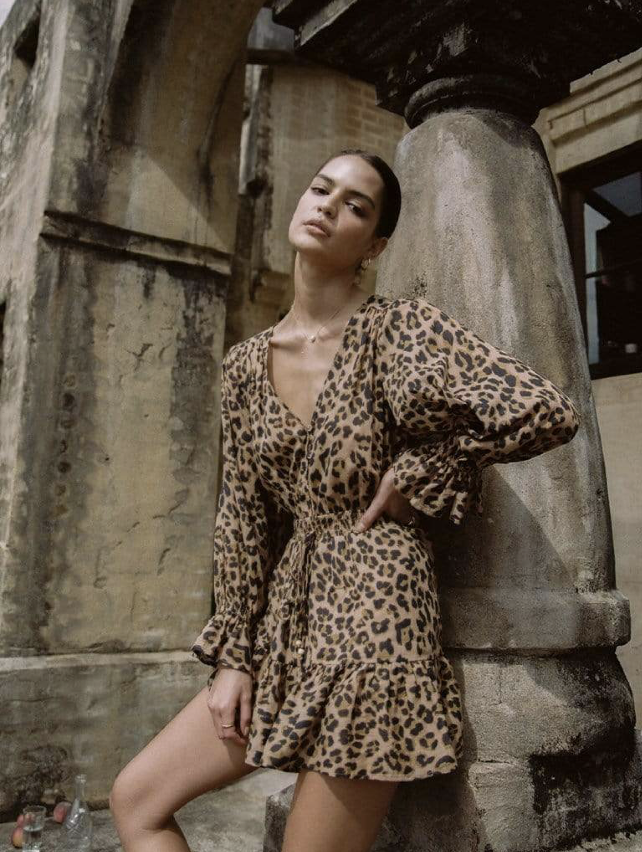 Kivari Hazel Leopard Cotton Mini Dress 