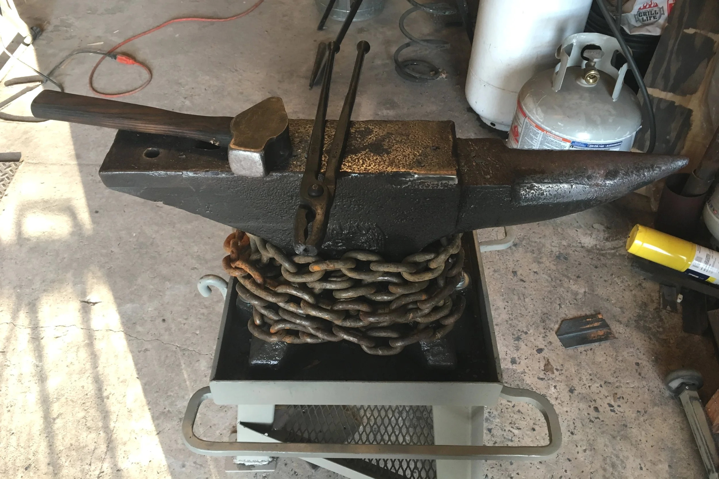 Tongs + Hammer + Anvil + Stand.