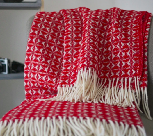 British Blanket Company -  Berry Red Cobweave Throw