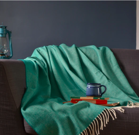 British Blanket Company - Jade Green Herringbone Merino Throw