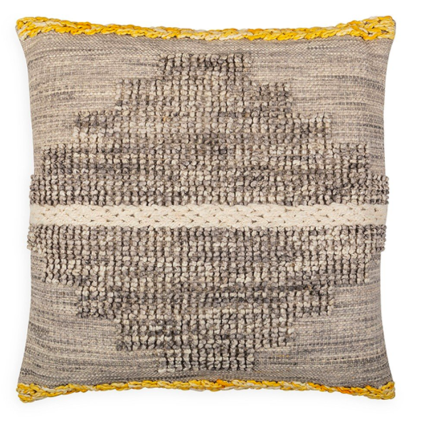 Heals - Tufted Cushion Grey and Yellow