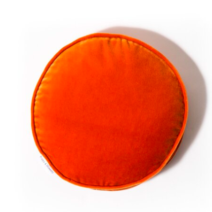 Poppy and Honesty - Round Velvet Orange Cushion