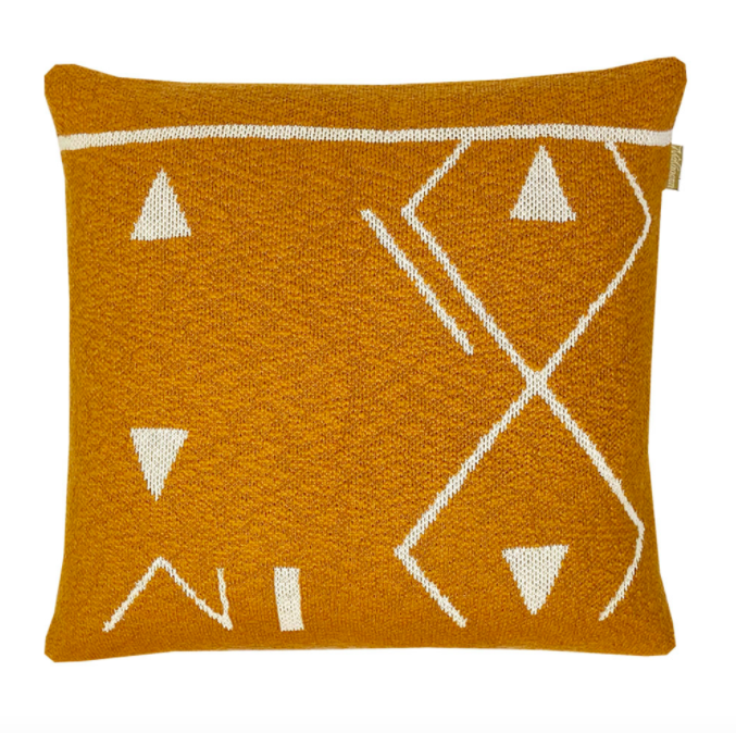 Malagoon - Fantasy line knitted cushion yellow
