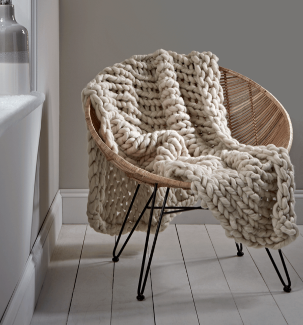 Cox and Cox - Chunky Knit Throw - Cream