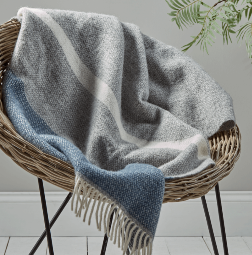 Cox and Cox - Soft Wool Throw - Blue &amp; Grey