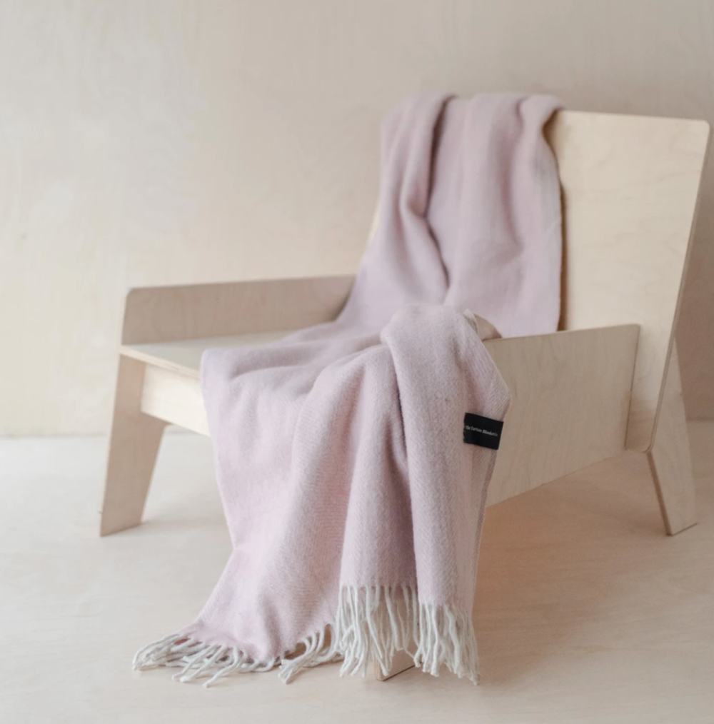 The Tartan Blanket Company - Recycled Wool Knee Blanket in Dusky Pink Herringbone